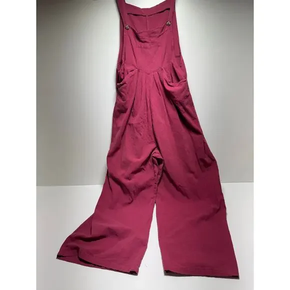 Women’s Jumpsuit Romper Sz XL Wide Leg Baggy Lagenlook Boho Wine Color Beach - Picture 4 of 10